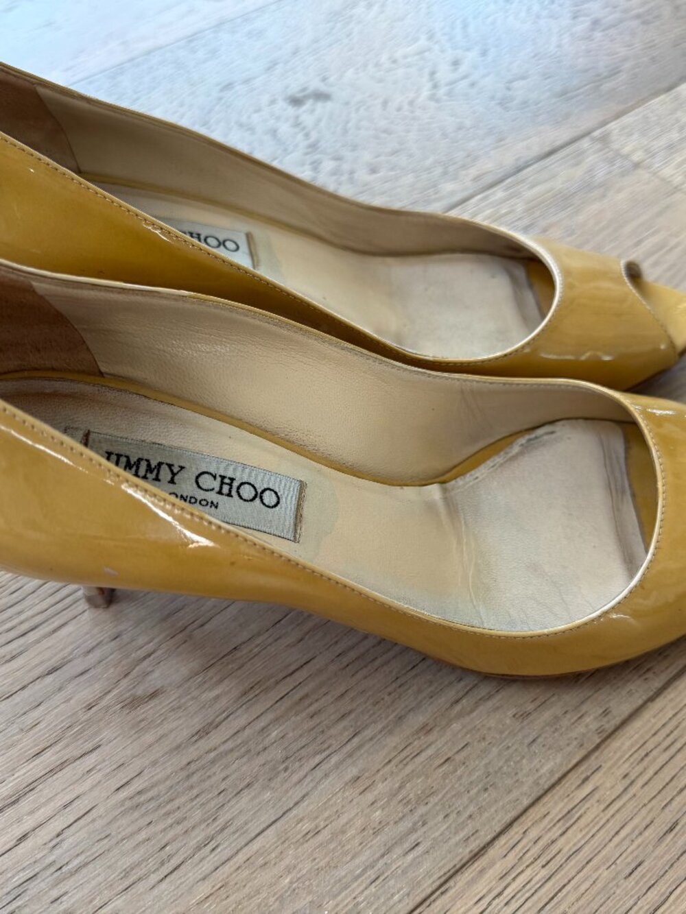 Jimmy Choo Nude Tan Patent Classic Pumps — Size 38 / US 7.5
